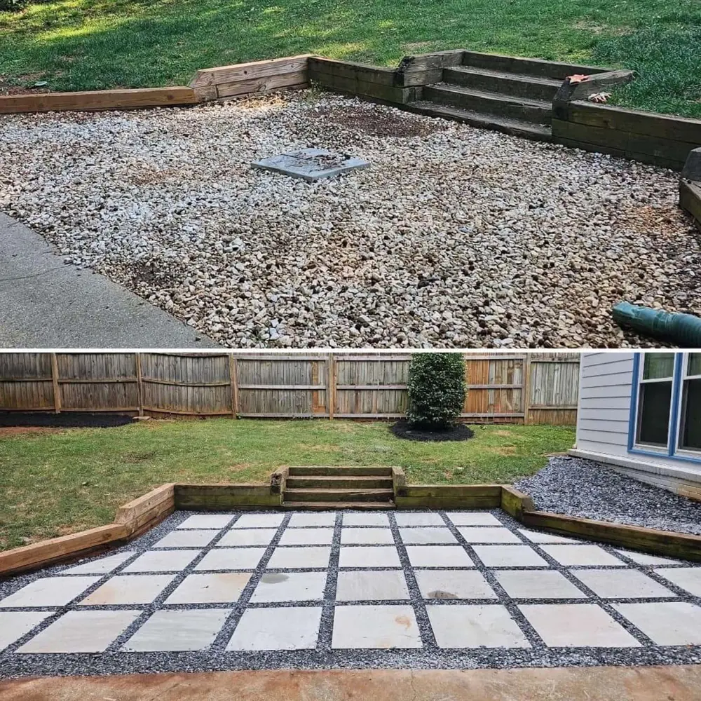 Paver patio with gravel joints